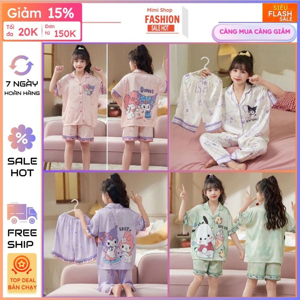 [08-45kg]Đồ Bộ Pijama cho bé 9-45kg, trẻ em, vải lụa Latin Siêu Xinh