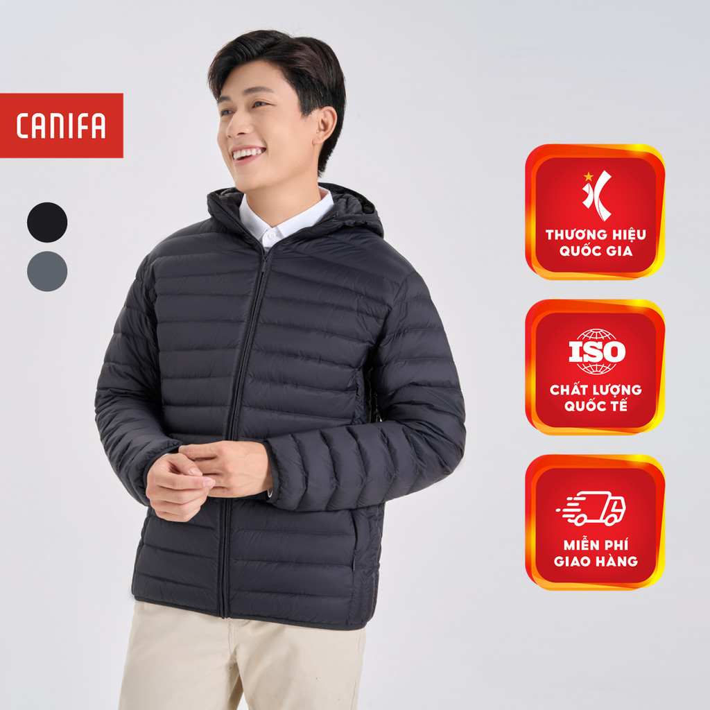Áo khoác lông vũ nam CANIFA siêu nhẹ siêu ấm dài tay có mũ 8OT24W032