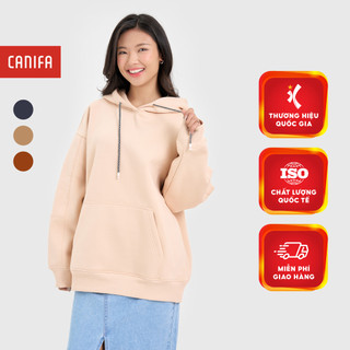  Áo nỉ nữ có mũ CANIFA dài tay có mũ basic 6TW24W007 