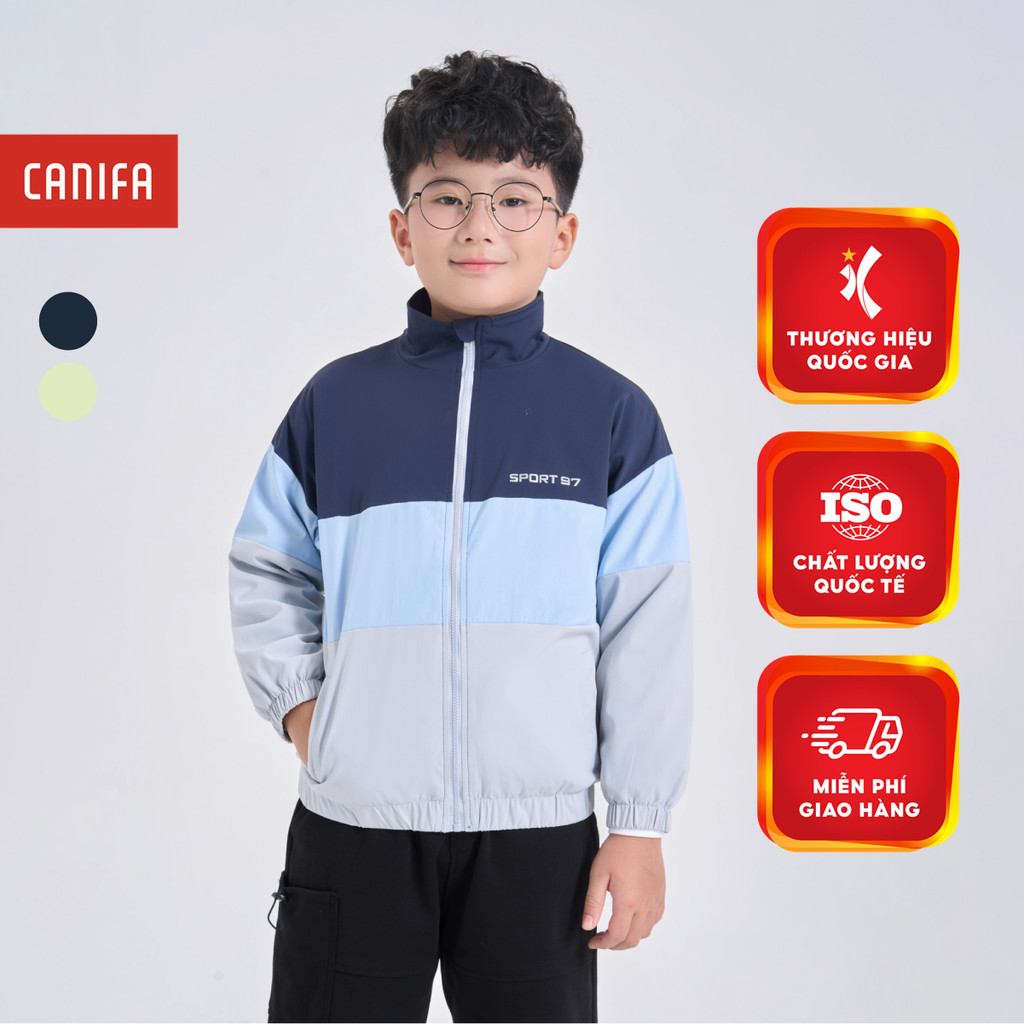 Áo khoác gió bé trai CANIFA dài tay kéo khóa phối màu 2OT24W002