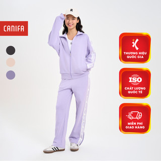  Bộ quần áo nỉ nữ CANIFA áo dài tay phôi viền quần dài ống suông 6ST24W003 