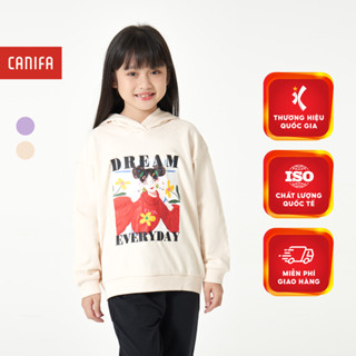 Áo nỉ bé gái CANIFA áo hoodie có mũ dài tay in hình 1TW23W004