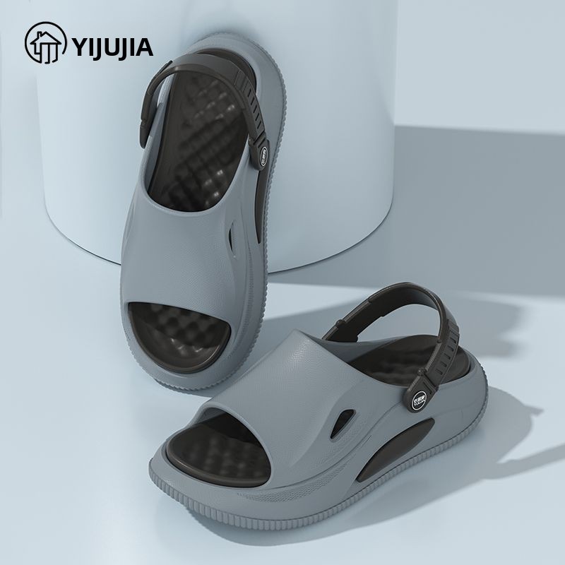Đồ ngủ mùa hè Yijia cho nam, dép đế mềm tăng chiều cao, dép đế dày chống trượt cho sử dụng trong nhà