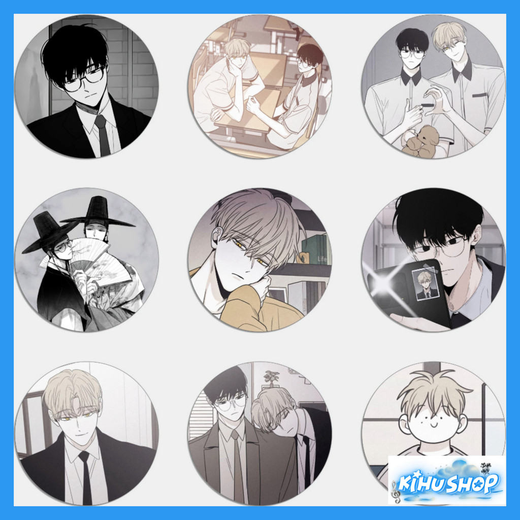 [KIHU] Huy hiệu CHECKMATE 44mm với hình ảnh BL boylove anime, pin cài áo balo đáng yêu và thời trang
