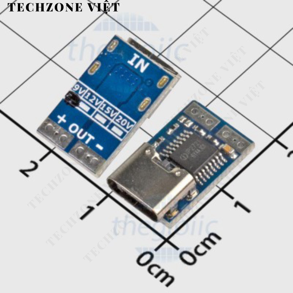PDC004-PD-9 Mạch Mồi Kích Hoạt Sạc Nhanh PD23.0 Type-C 9V TechZone Việt
