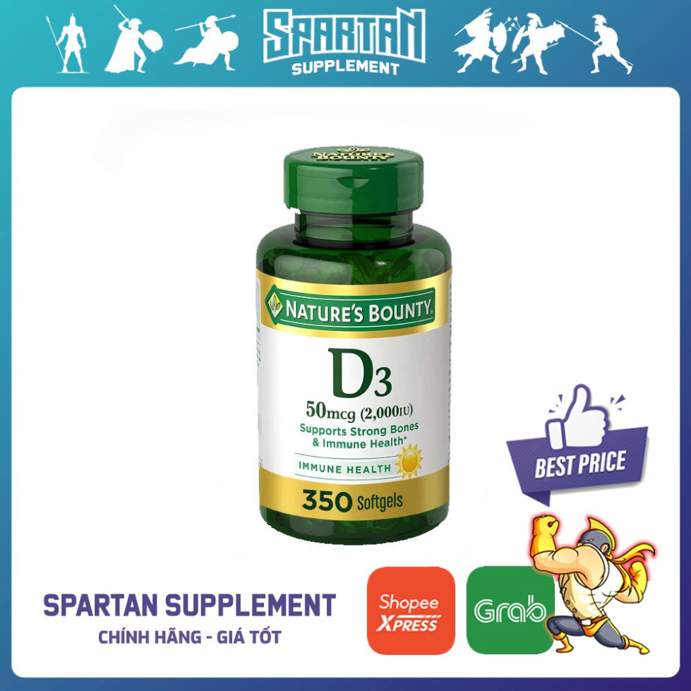Nature's Bounty Vitamin D3 2000iu - 350 Viên - Viên uống tăng cường sức khoẻ, dùng cả năm