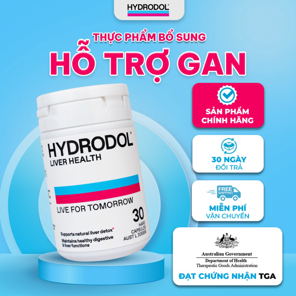 Viên Uống Giải Độc Gan Mát Gan HYDRODOL LIVER HEALTH Lọ 30 Viên Bổ Gan Úc, Viên Uống Hỗ Trợ Chức Năn