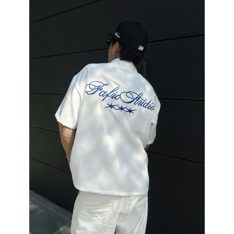 Sơ mi IN chữ Fafic tay ngắn có túi  unisex local brand nam nữ UT