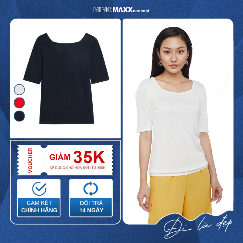 [CÒN SIZE L] N&M Áo sweater Basic Nữ tay ngắn 1905014