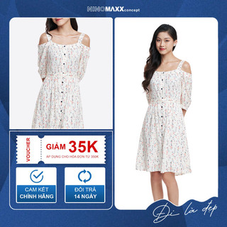   Đầm nữ N&M hai dây tay lỡ hoạ tiết hoa mã 1910153 