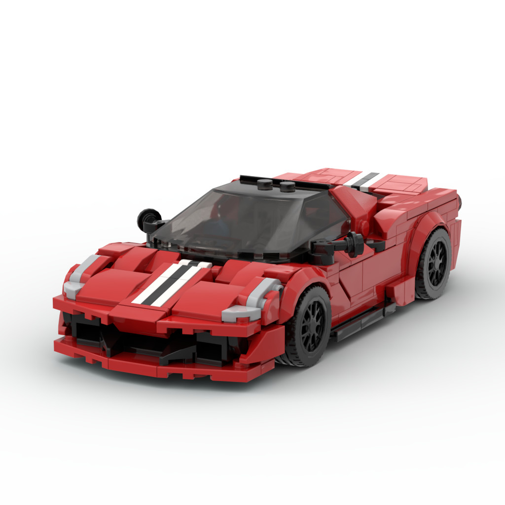 Tương Thích Với Lego MOC Ferrari488pista Người đàn ông khối xây dựng8Caro speed Mô hình xe đua siêu 