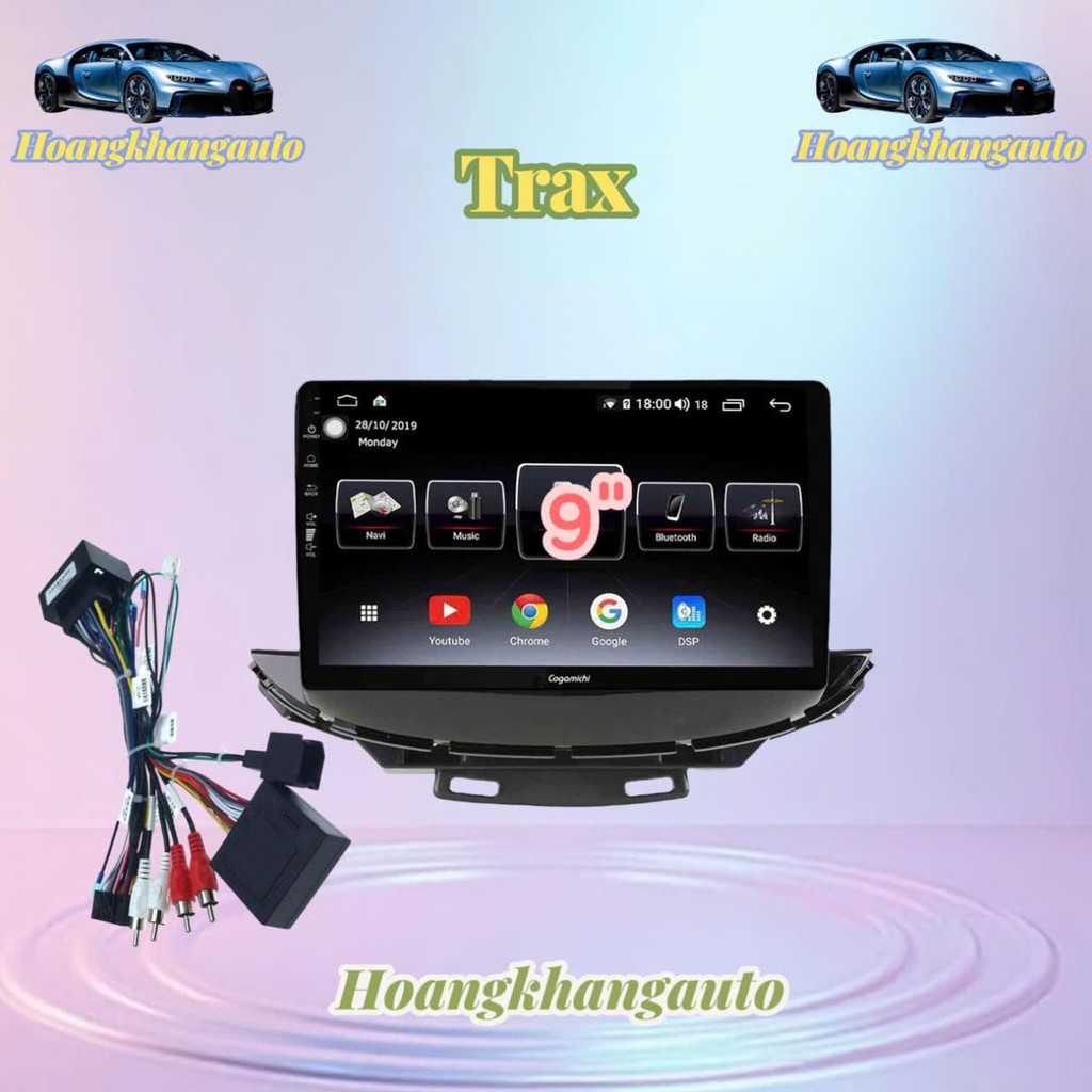 Mặt dưỡng Chevrolet Trax, 9 inch kèm canbus và jack nguồn zin