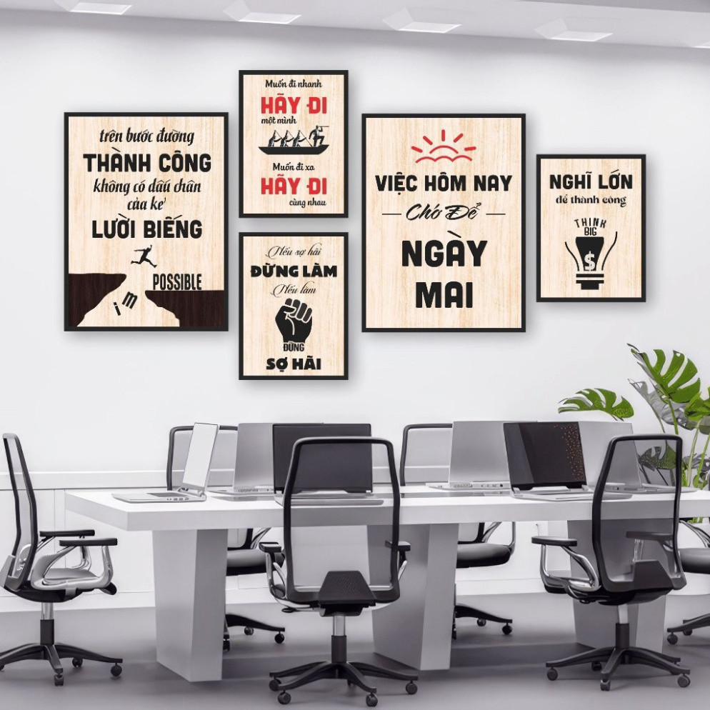 Slogan decor dán tường, tranh động lực trang trí bàn làm việc, chất liệu formex dày 5mm, có sẵn keo 