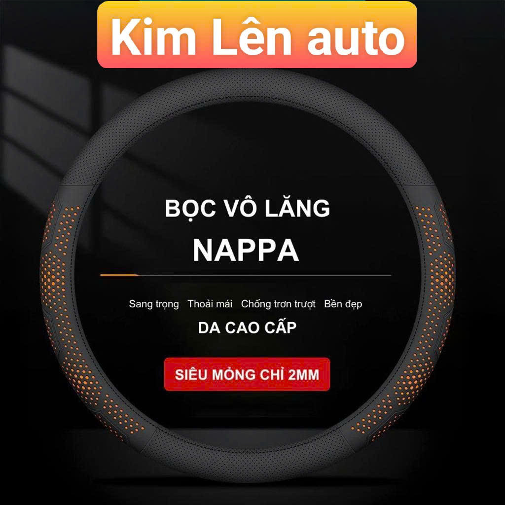( hot ) Bọc vô lăng Ô Tô 3D da Nappa cao cấp, Siêu mỏng và thoáng khí size 38 cm