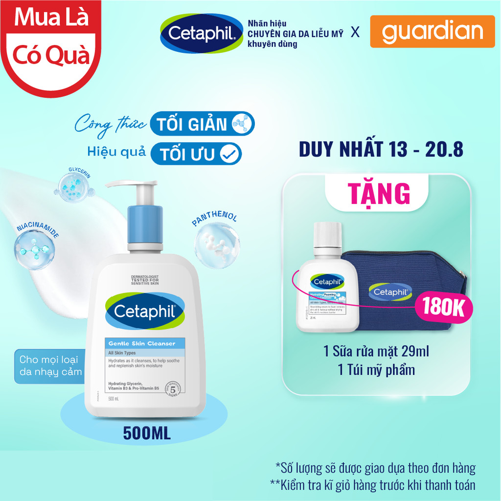 Sữa Rửa Mặt Dịu Nhẹ Cho Da Nhạy Cảm Cetaphil Gentle Skin Cleanser 500ml