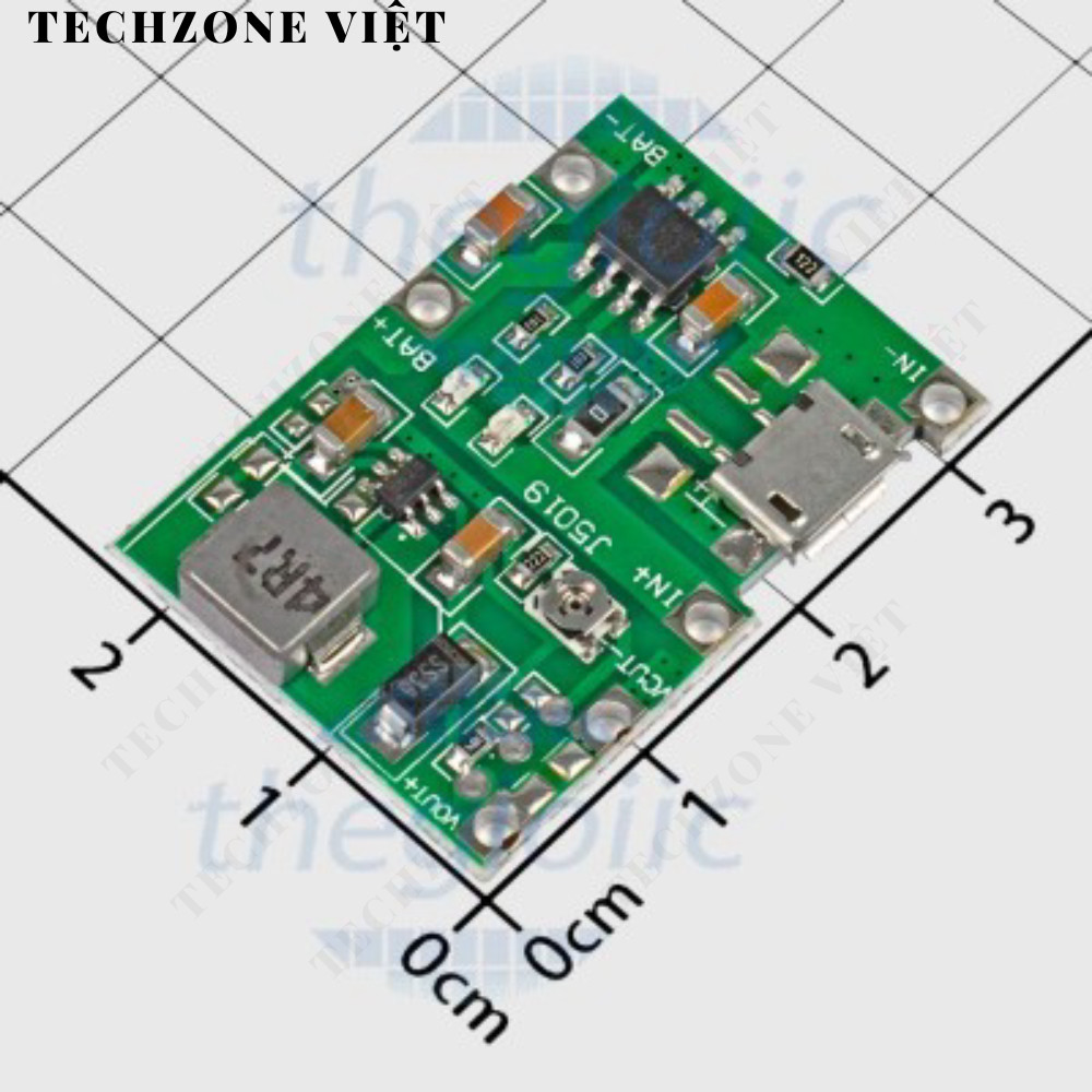 [2 Cái]- J5019 Mạch Tăng Áp Kèm Sạc Pin 18650 1S TechZone Việt