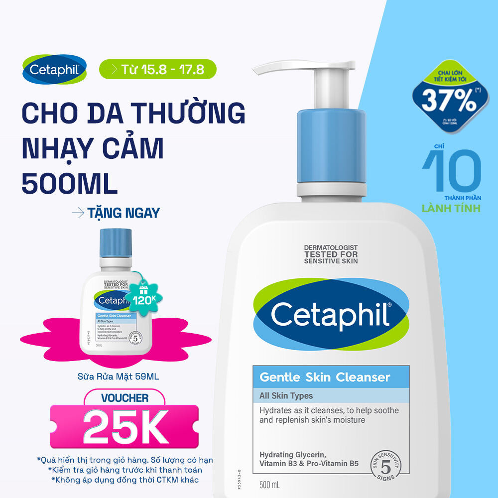 Sữa rửa mặt dịu lành cho da nhạy cảm CETAPHIL GENTLE SKIN CLEANSER 500ML