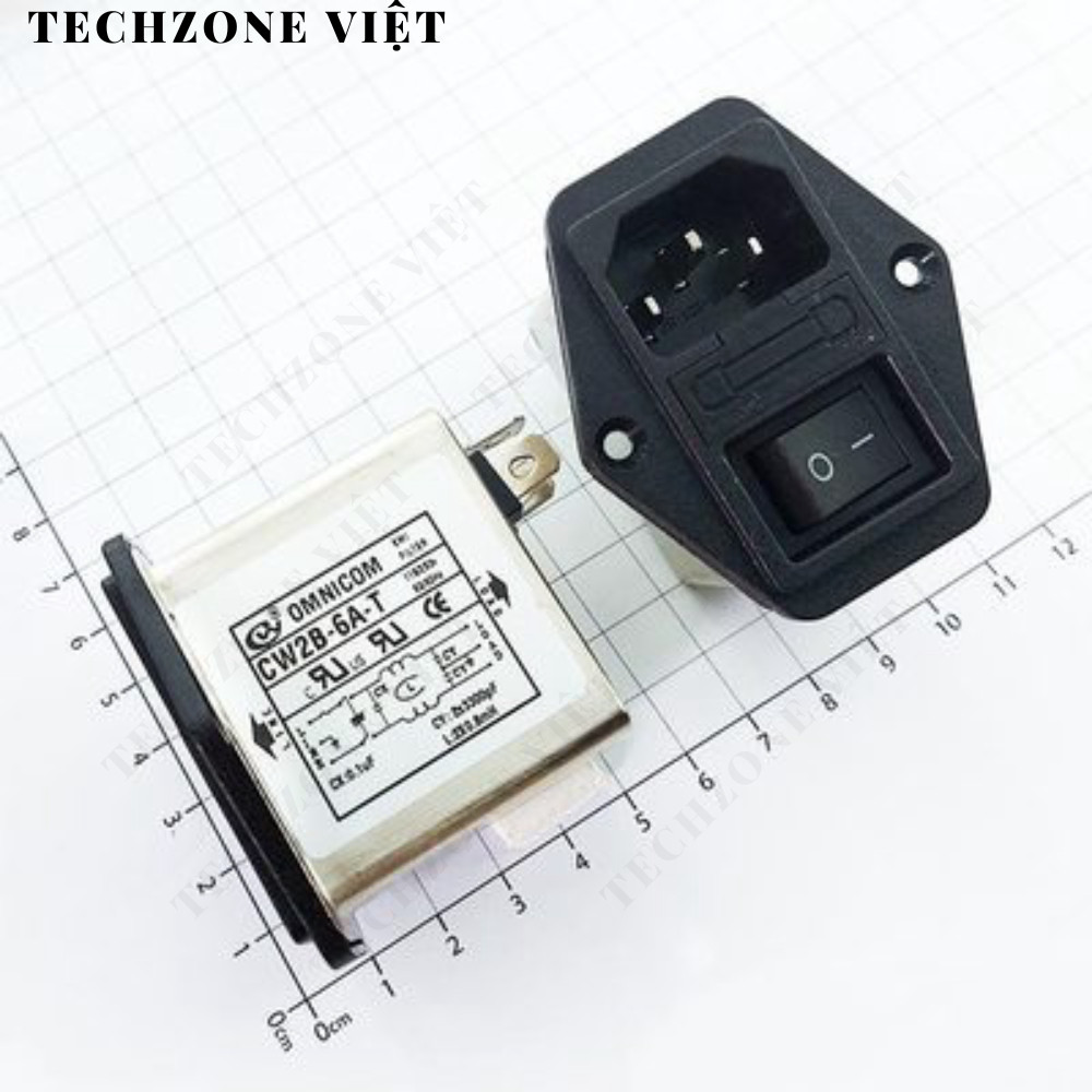 CW2B-6A-T Bộ Lọc Nguồn 1 Pha 6A 115/250V TechZone Việt