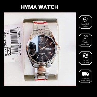 Đồng hồ nam dây thép mặt đen chính hãng Casio MTP 1384D-1AV Chống nước 100 mét - Size 41mm Bảo hành 1 năm Hyma watch