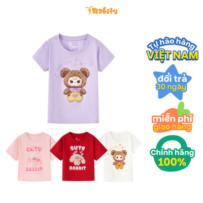   Áo thun tay ngắn thỏ bông Baby Three bé gái Rabity 900.082