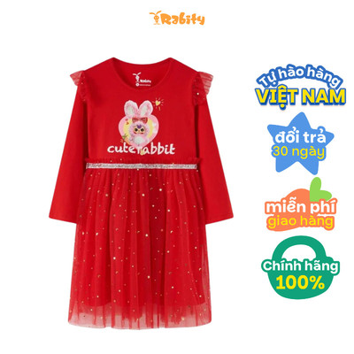  Đầm thun voan tay dài thỏ bông Baby Three bé gái Rabity 951.012
