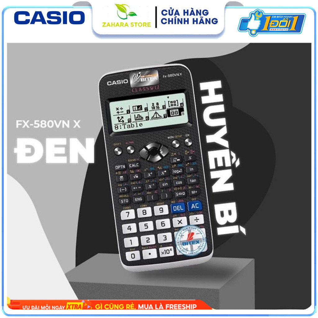 Máy tính CASIO Fx 580VN X thế hệ mới (Đen) - Độ chính xác cao, giá rẻ, bảo hành 24 tháng - Hàng Thái
