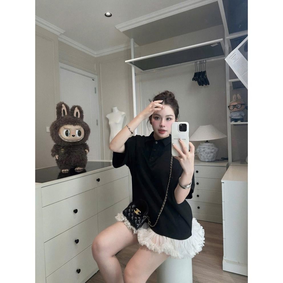 Váy cổ đức dáng rộng phối chân lưới dáng ngắn siêu xinh , baby AUT