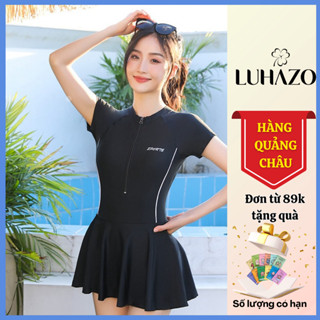 Bikini nữ che bụng LUHAZO, Đồ bơi nữ dáng váy liền thân có khóa, chất thun lạnh cao cấp 6854