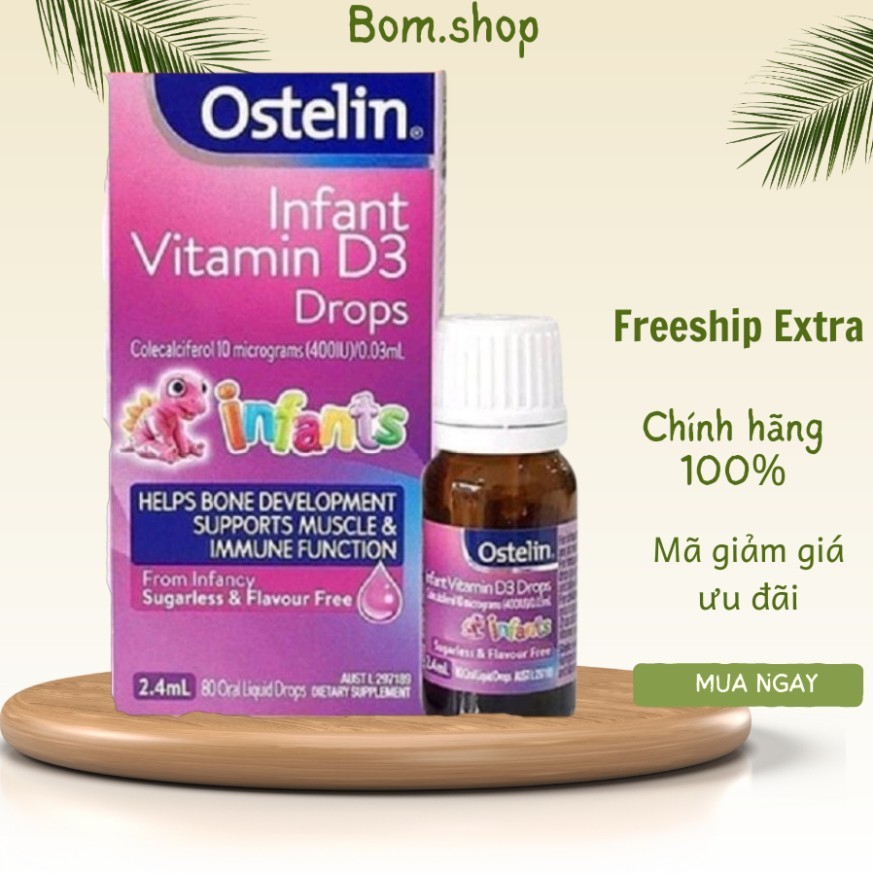 Vitamin D3 drop 2.4ml ostelin bổ dung D3 cho bé từ sơ sinh dạng nhỏ giọt booshop396