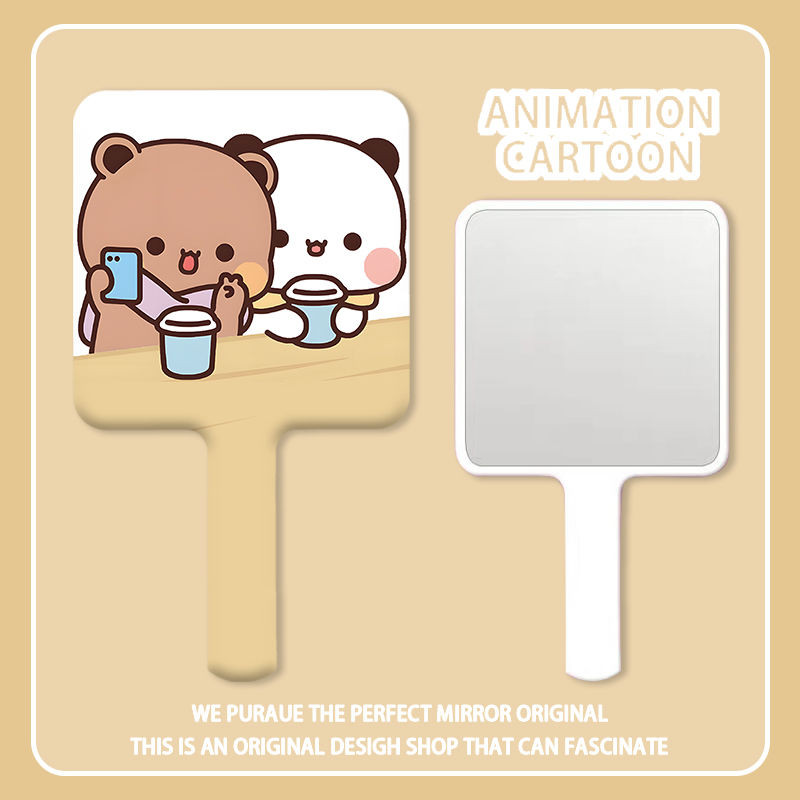 Gương cầm tay di động Panda One Two Bubu, gương trang điểm HD, gương nhỏ cầm tay cho phụ nữ