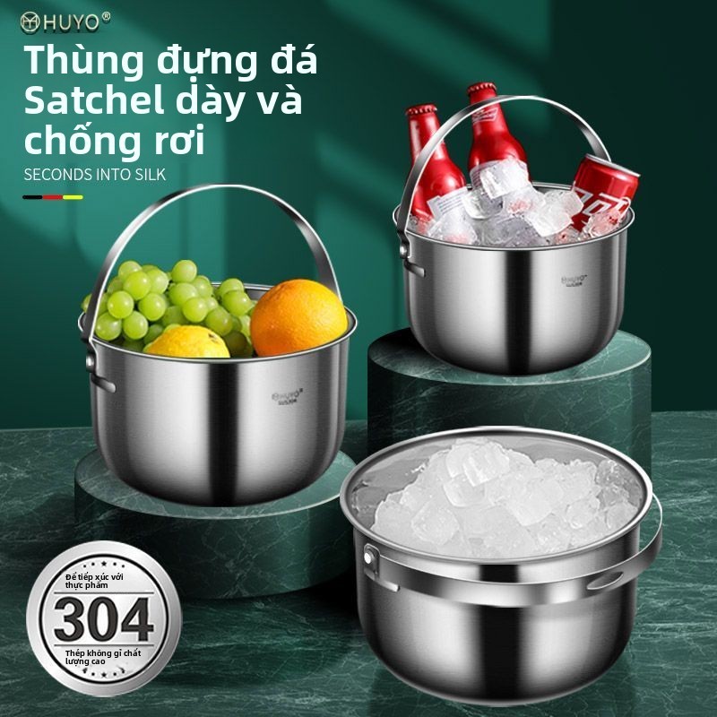 304Thùng đá inox, thùng đá thương mại, thùng bia, thùng bar ktv Thùng đá cầm tay đựng rượu sâm banh,
