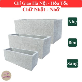 Chậu Đá Mài Chữ Nhật size Nhỡ - Chậu Xi Măng Trồng Cây, Bể nuôi cá và trồng cây cảnh
