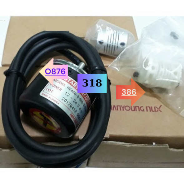 Bộ mã hóa HanYoung HE40B-6-200-3-T-24, HE40B-6-360-3-T-24, xung 100, 200, 360, 600, 1000.