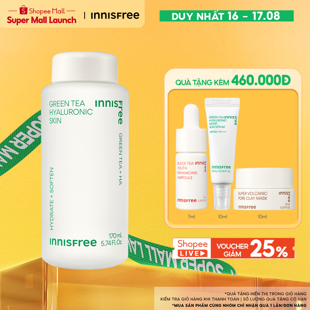 Nước cân bằng trà xanh INNISFREE Green Tea Hyaluronic Skin 170ml