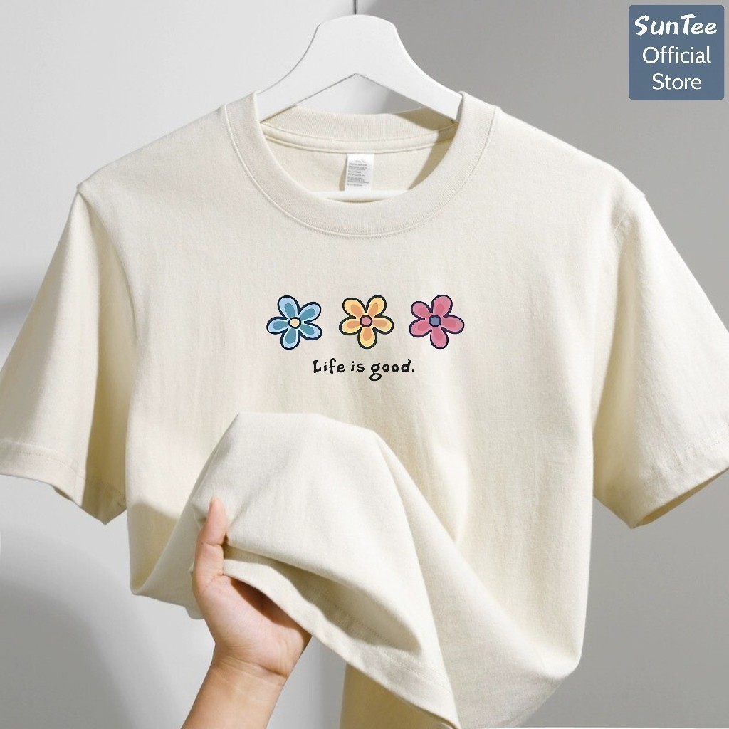 Áo thun nữ form vừa SUNTEE STFV564 phong cách basic in hình 064 vải cotton 250GSM cao cấp thoáng mát