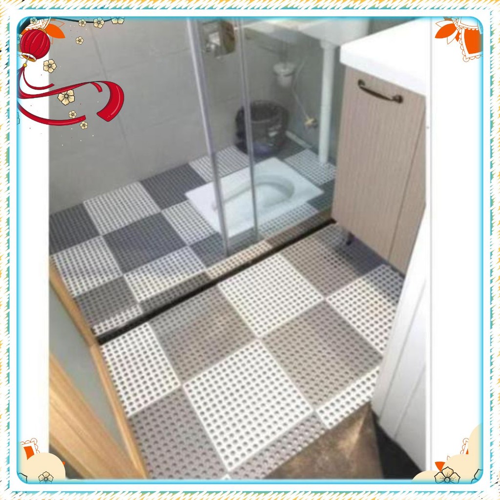 COMBO 10 Tấm Nhựa Ghép Chống Trơn Kháng Khuẩn ,Chống Trơn Nhà Tắm,Nhà Vệ Sinh Kích Thước 30cm x 30cm