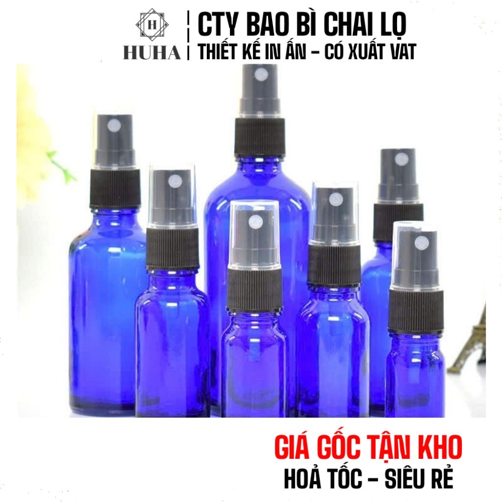 [COMBO 5 CÁI] Chai Xịt Phun Sương Thủy Tinh 10ml–30ml Xanh Dương ❣️ Đựng Nước Hoa, Dầu Thơm, Tinh Dầ