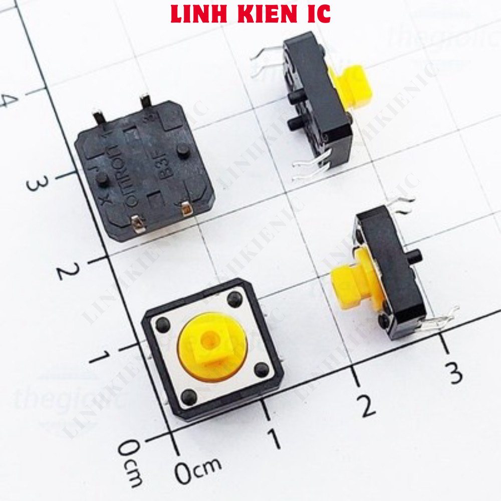 [10 Cái]- B3F-4055 Nút Nhấn 12x12mm Cao 7.3mm 4 Chân Xuyên Lỗ Linhkien IC