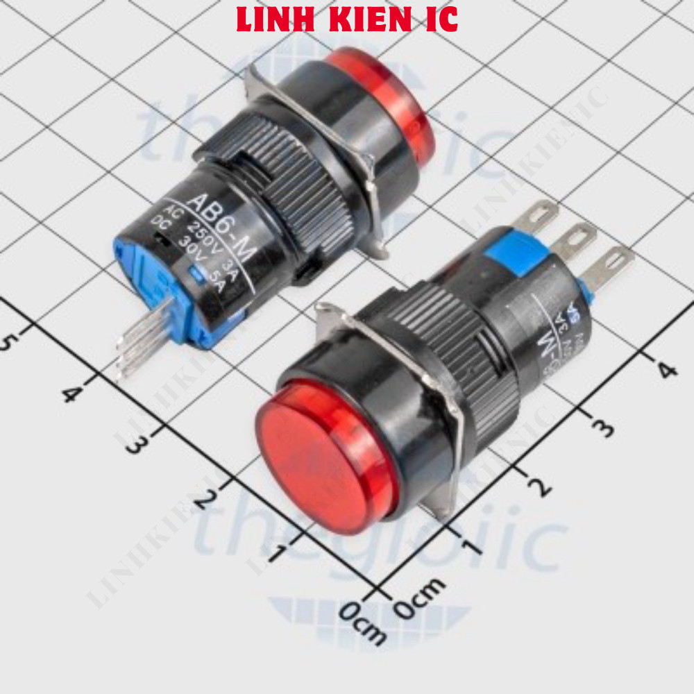 [2 Cái]- LA16-11 Nút Nhấn Nhả 16mm 3 Chân Màu Đỏ Linhkien IC