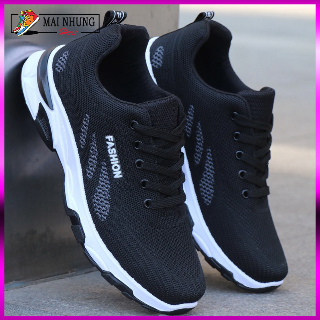 Giày thể thao nam fashion đế chống trơn trượt Sport 2 màu vải dệt thoáng khí