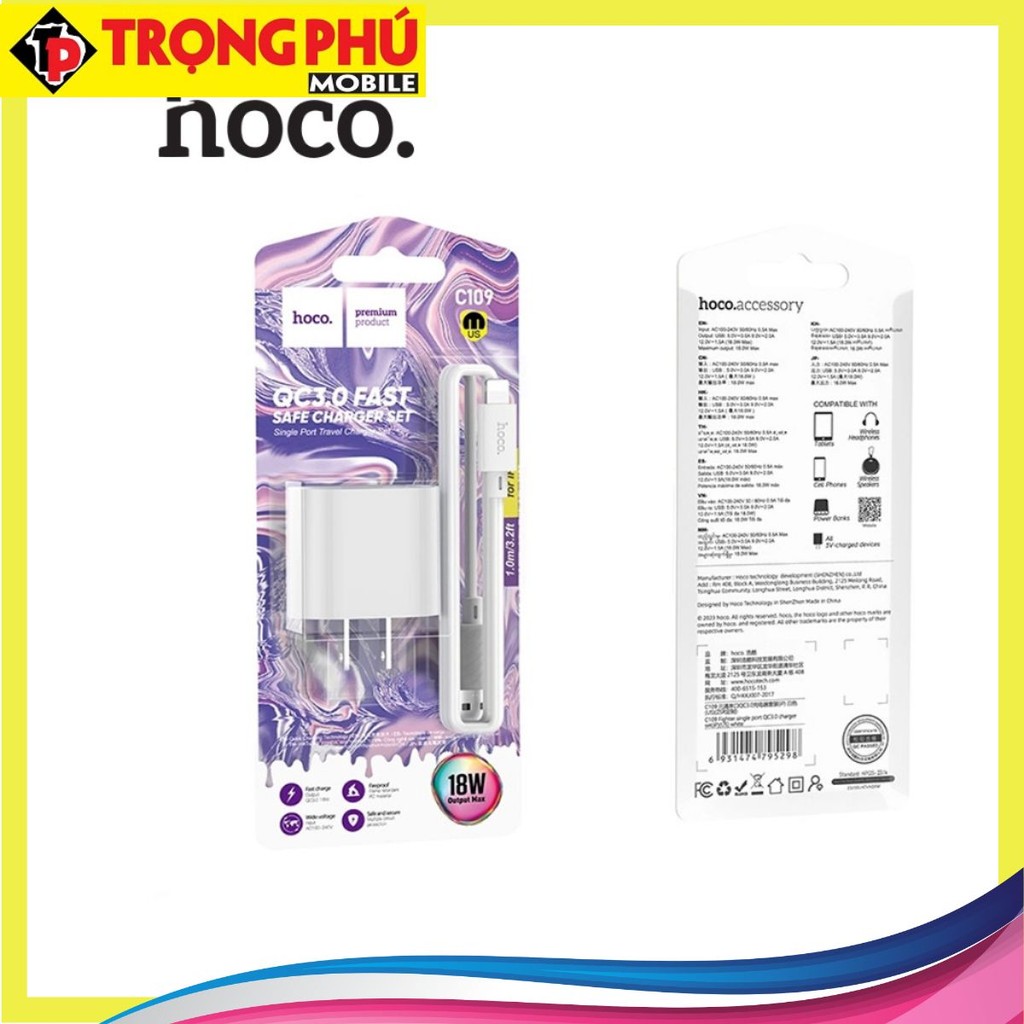 Bộ sạc Hoco C109 sạc nhanh rẻ