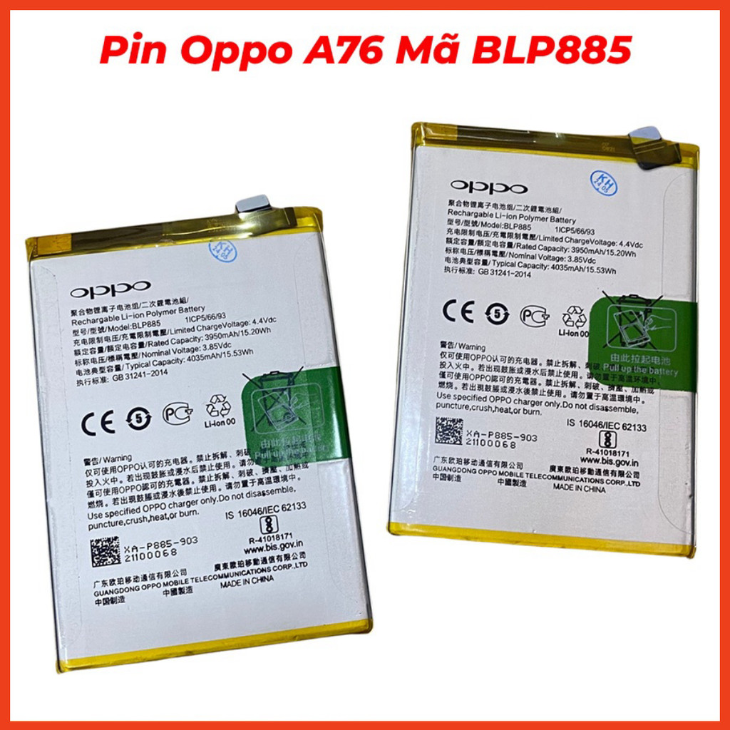 Pin oppo a76, a96 mã blp885 pin mới oppo ,hàng mới về