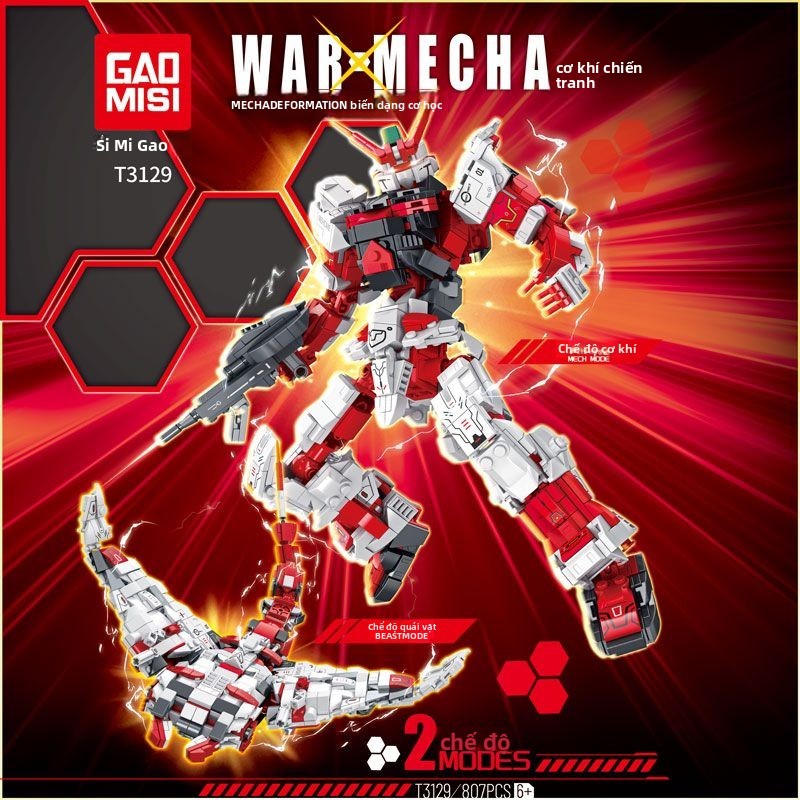 Tương thích với LEGO Mô hình Khối xây dựng Chiến tranh Gundam Robot biến hình Mecha hai chế độ Quà s