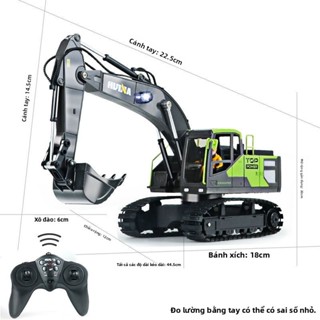 1/18Mô hình máy xúc hợp kim điều khiển từ xa có thể phun và khói.13Máy đào kênh móc kỹ thuật xe đồ chơi trẻ em
