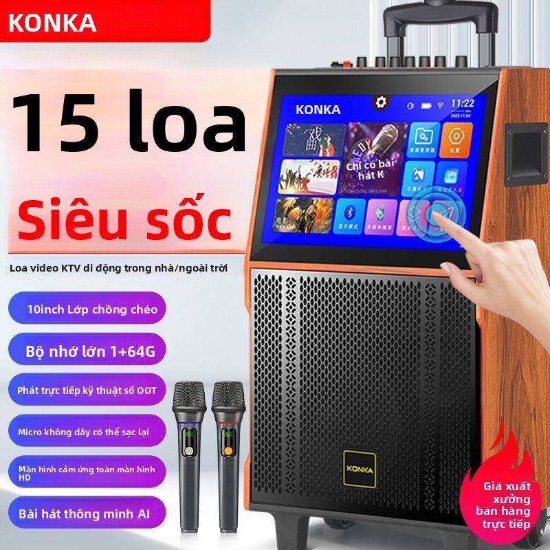 Loa nhảy vuông Konka với video, micro Bluetooth không dây âm lượng cao để sử dụng tại nhà k Loa kéo 