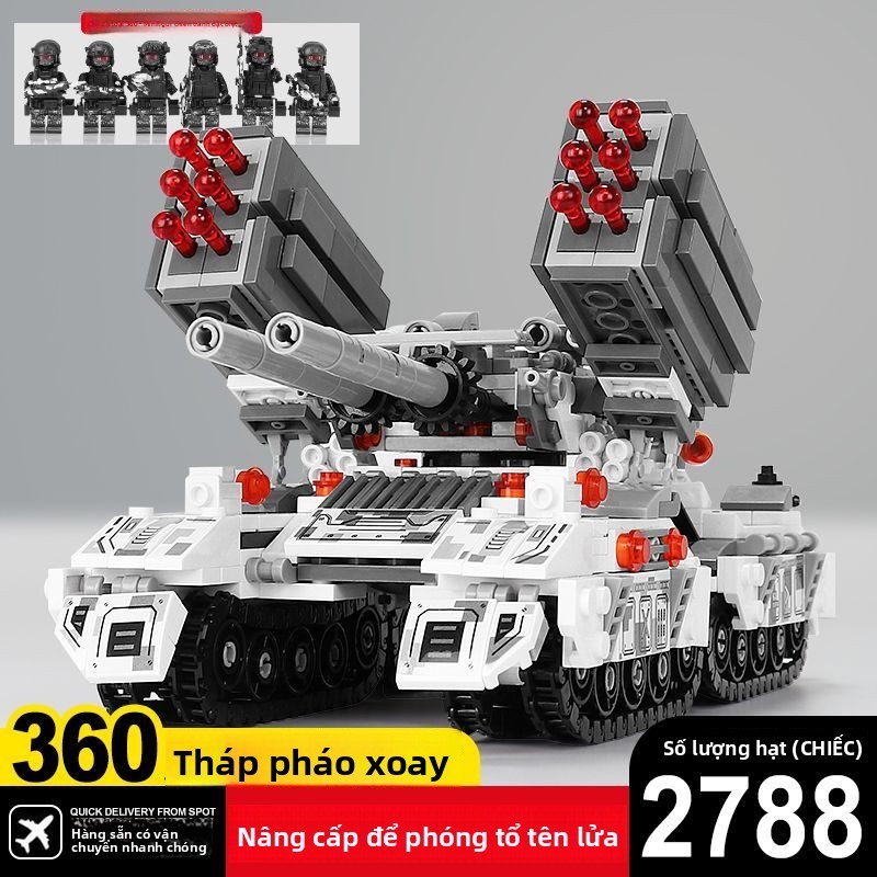  Xe tăng quốc phòng điều khiển từ xa tương thích với khối xây dựng Lego xe bọc thép có thể bắn cho bé trai6-12Đồ chơi lắ 