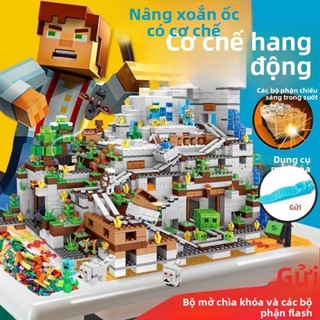 Tương thích với LEGO Minecraft Khối xây dựng Cơ chế Làng hang Đồ chơi lắp ráp giáo dục cho bé trai6-14Quà Tặng Năm