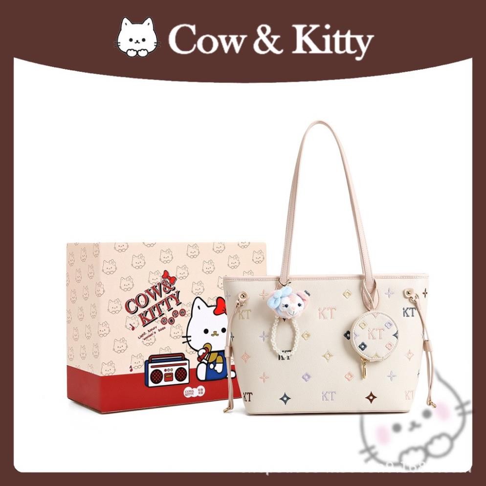 [HÀNG CÓ SẴN] Túi Kitty Tote màu kem phong cách dễ thương mèo FULL BOX