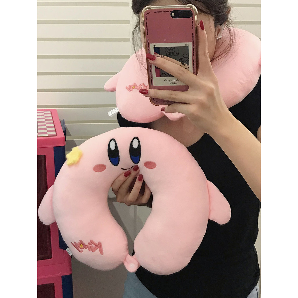 Dễ Thương u Gối Hình ins Gối cổ đơn hoạt hình Kirby nữ tính, gối ngủ văn phòng, hỗ trợ giấc ngủ tại 