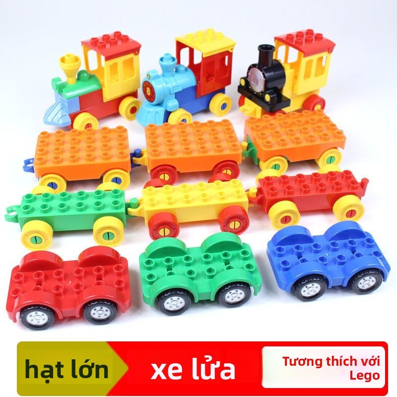 Khối xây dựng tàu hỏa hạt lớn tương thích với Lego, phần đầu xe nhỏ, phần xe, đồ chơi lắp ráp giáo d